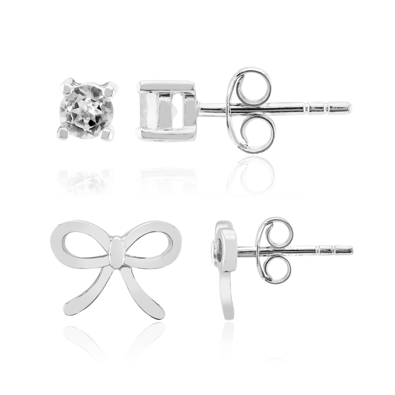 Weißer Topas-Silberohrringe