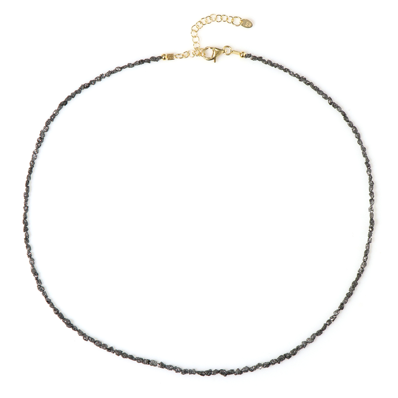 Schwarzer Diamant-Silberhalskette