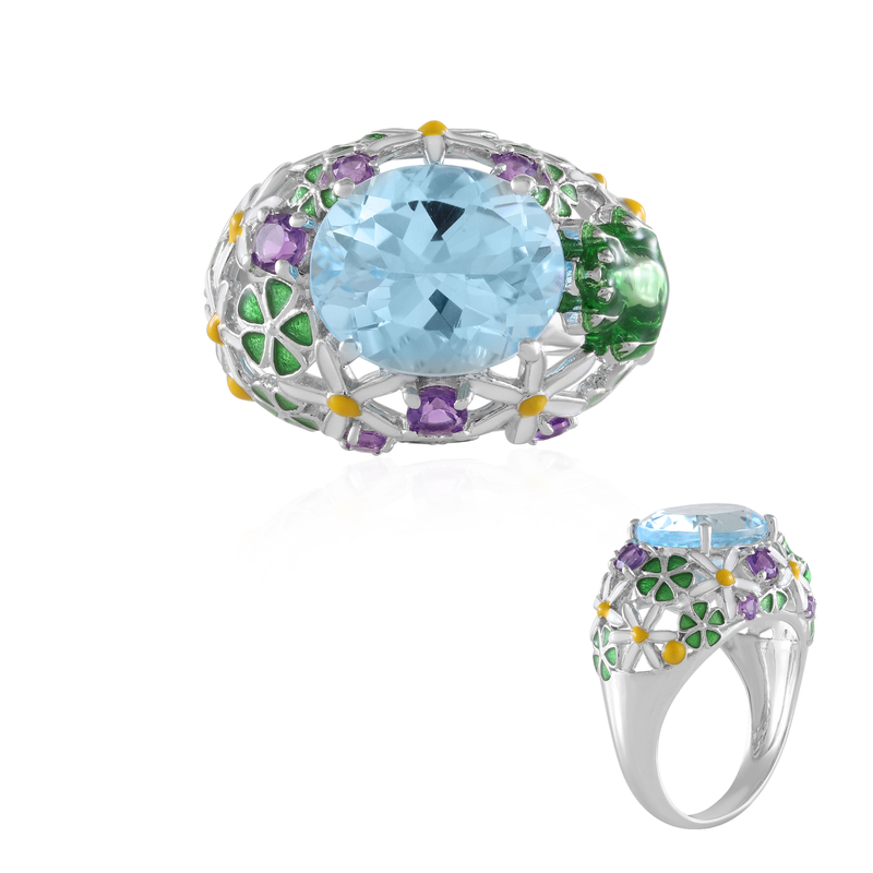 Himmelblauer Topas-Silberring (Adela Silber)