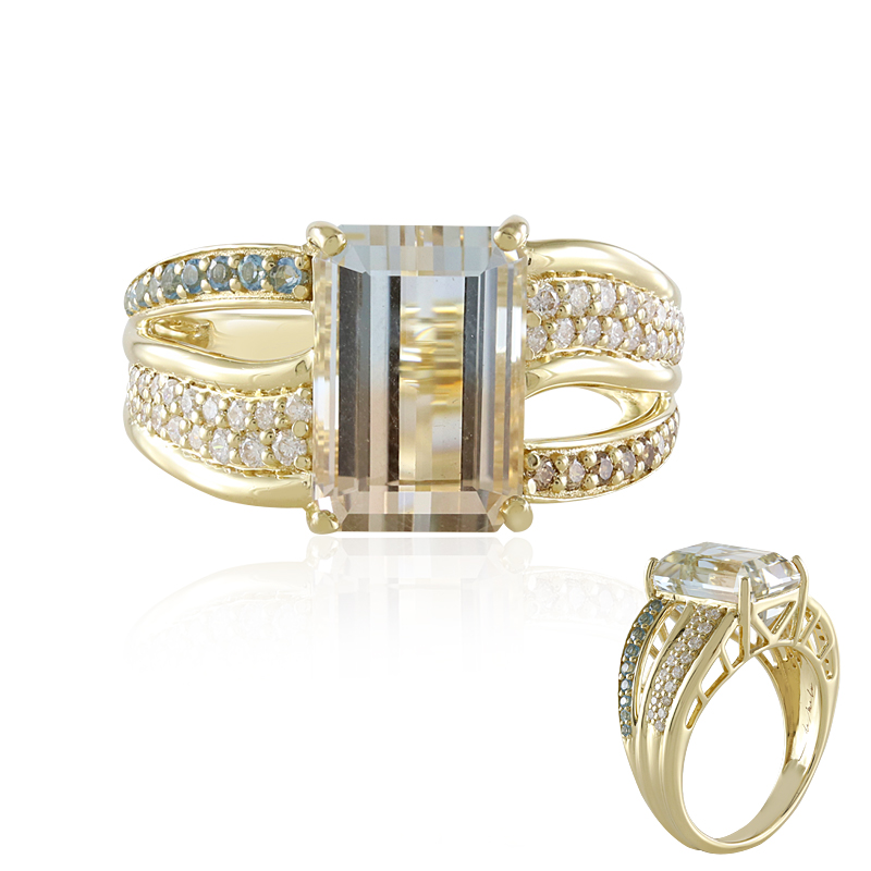 Mehrfarbiger Ukrainischer Topas-Goldring (de Melo) Mehrfarbiger Ukrainischer Topas-Goldring (de Melo)