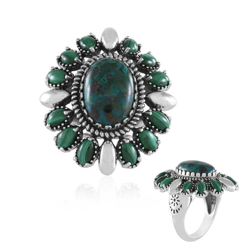 Chrysokoll-Silberring (Desert Chic)