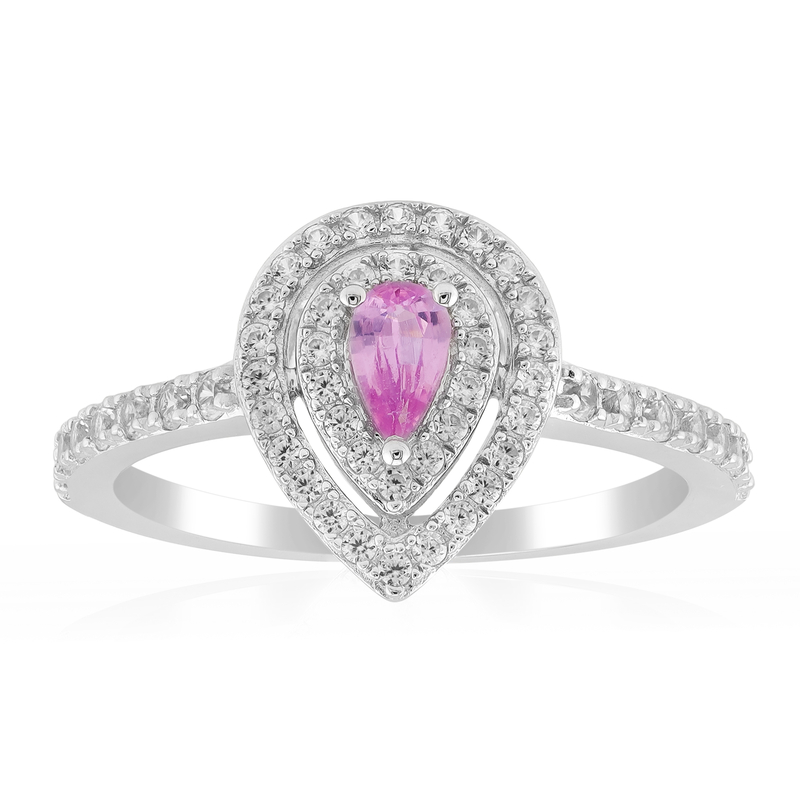 Rosa Ceylon-safir-silverring från Juwelo