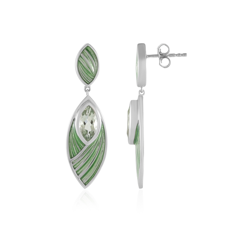 Grüner Amethyst-Silberohrringe (Adela Silber)