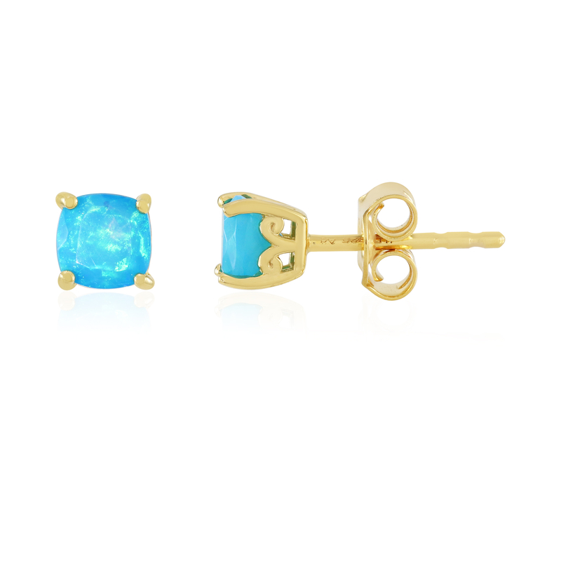 Äthiopischer Blauer Opal-Silberohrringe (Gems en Vogue)