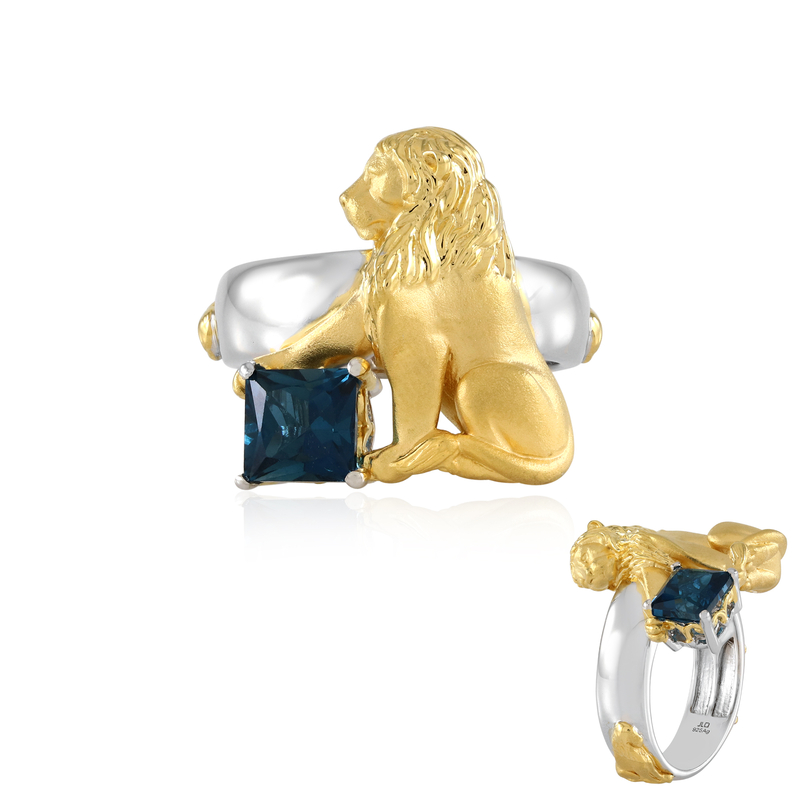 Londonblauer Topas-Silberring (Gems en Vogue)