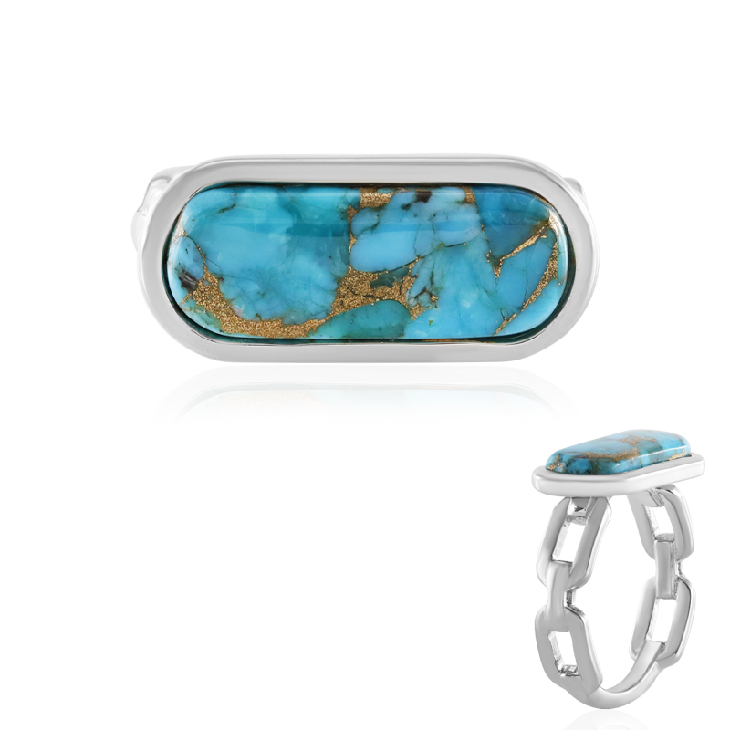 Blauer Mohave-Kupfer-Türkis-Silberring (Faszination Türkis) Blauer Mohave-Kupfer-Türkis-Silberring (Faszination Türkis)