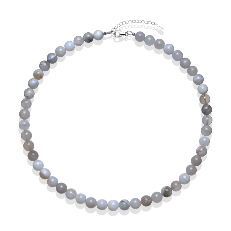 Achat-Silberhalskette