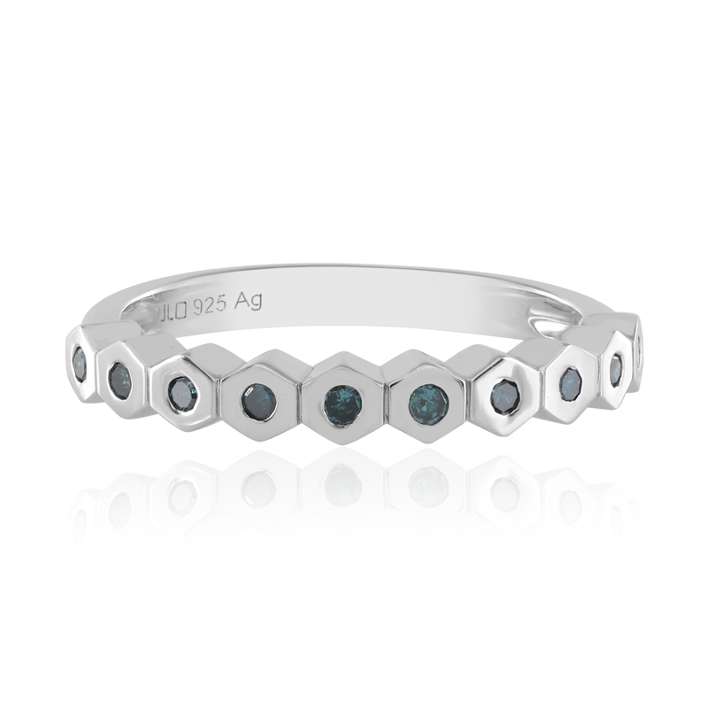 Blauer I3 Diamant-Silberring