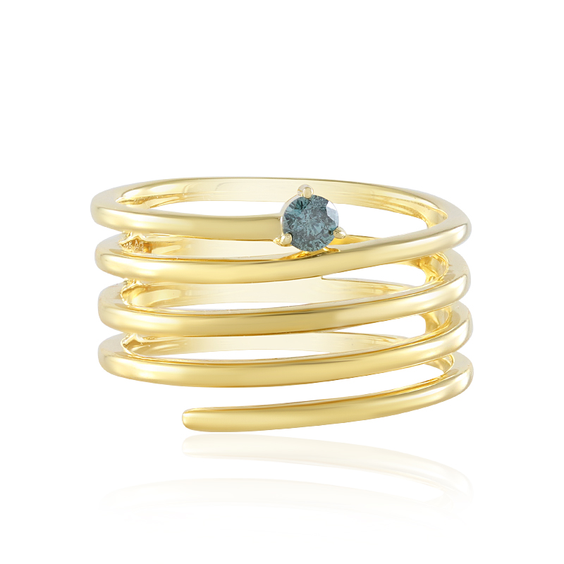 Blauer I3 Brillant-Silberring