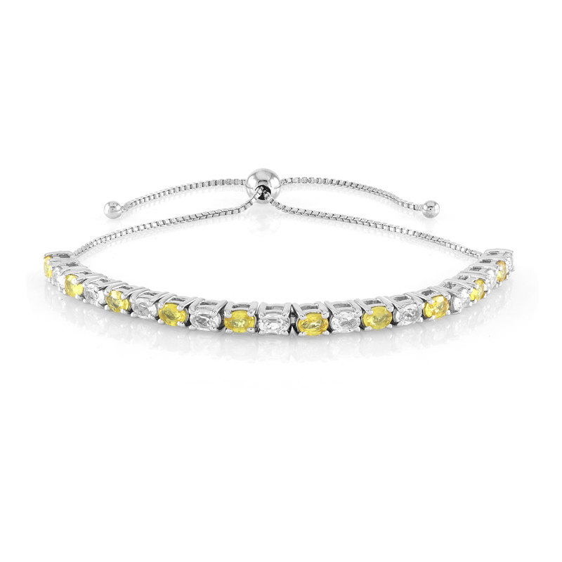 Gelber Ceylon-Saphir-Silberarmband