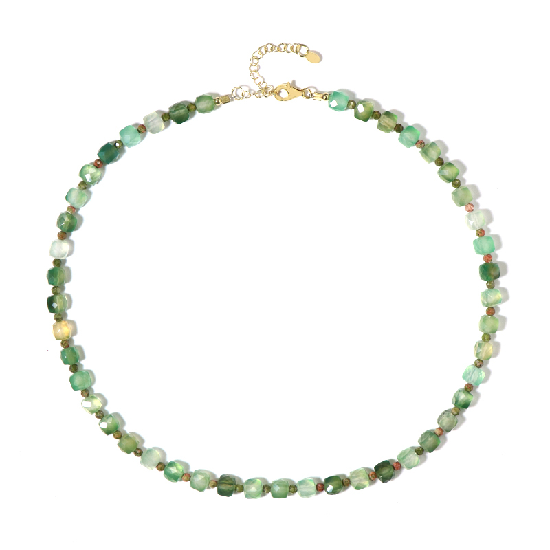 Grüner Achat-Silberhalskette