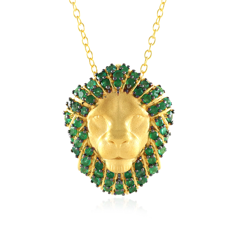 Sambia-Smaragd-Silberhalskette/-brosche (Gems en Vogue)