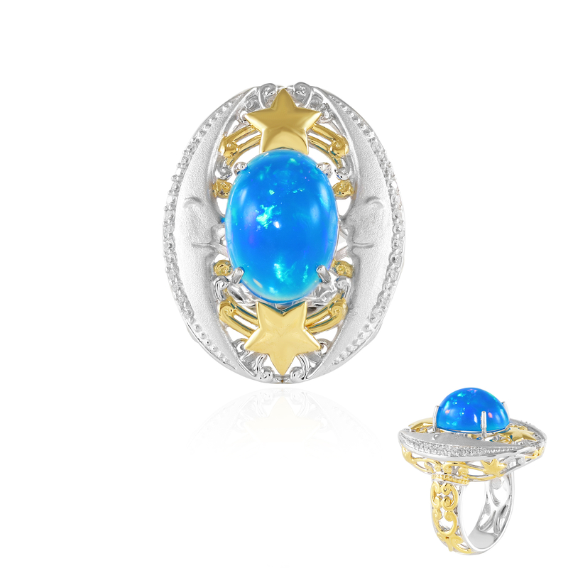 Äthiopischer Blauer Opal-Silberring (Gems en Vogue)