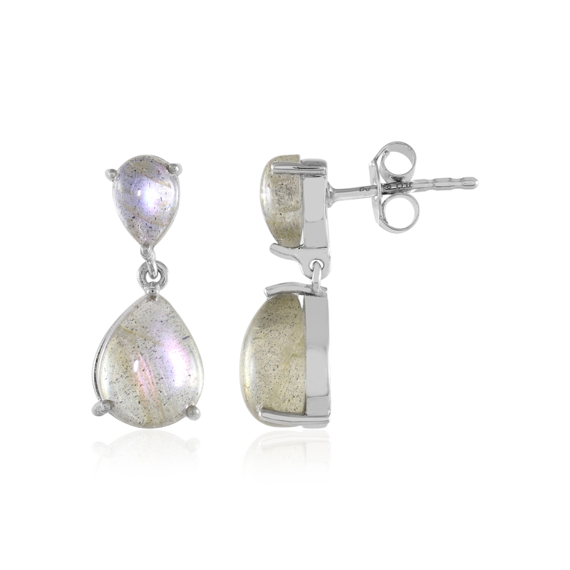 Pinkfarbener Maniry-Labradorit-Silberohrringe
