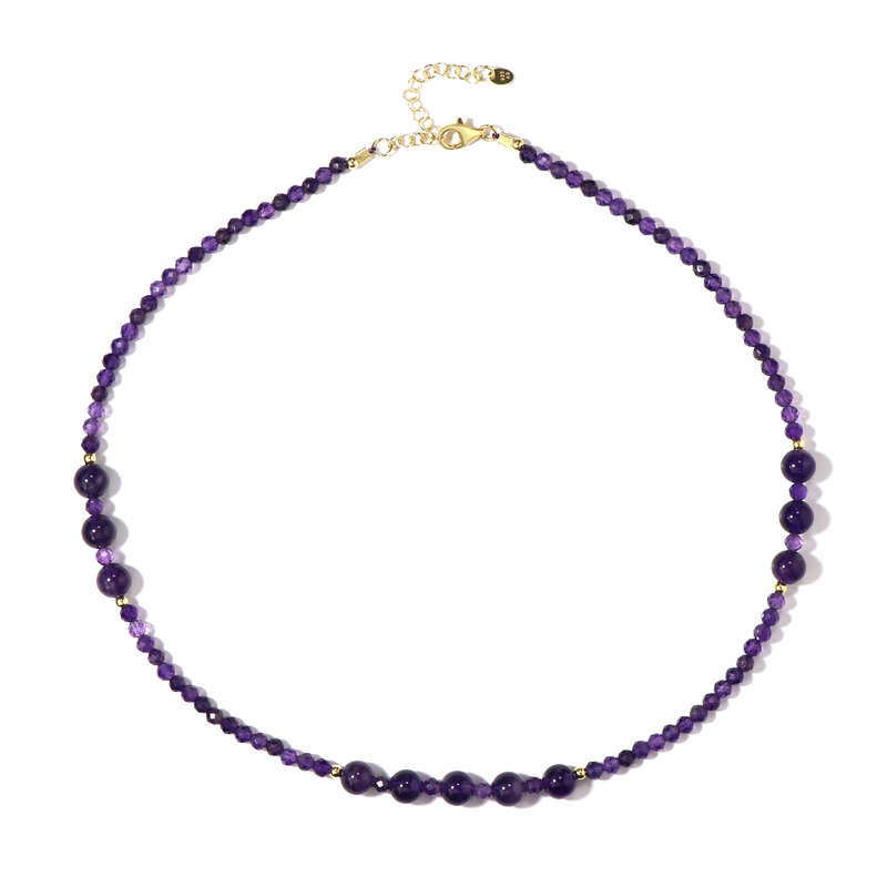 Sambia-Amethyst-Silberhalskette (Riya) Sambia-Amethyst-Silberhalskette (Riya)