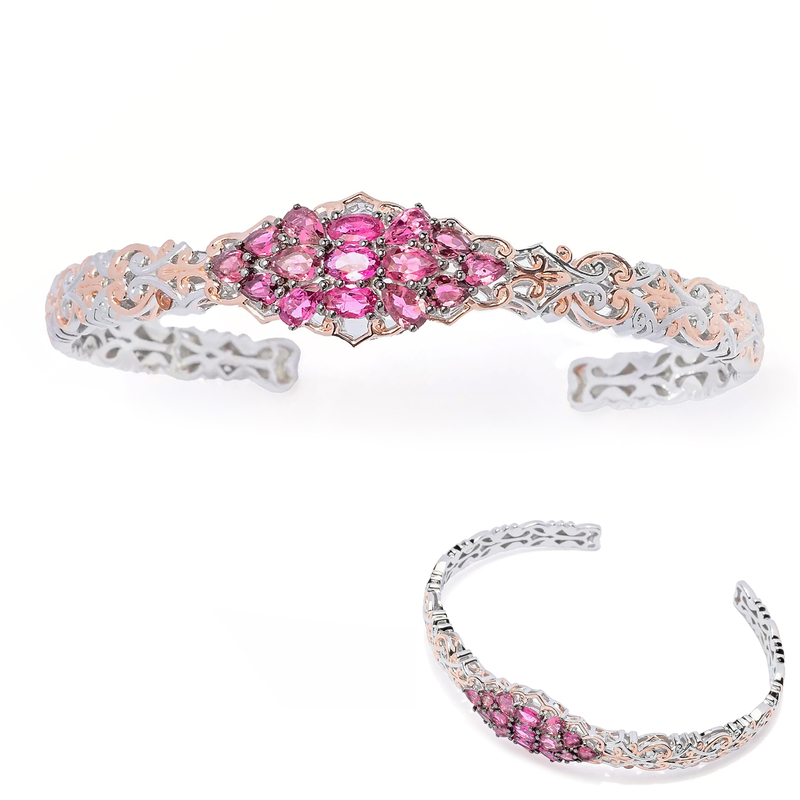 Brasilianischer Pinkfarbener Turmalin-Silberarmreif (Gems en Vogue)