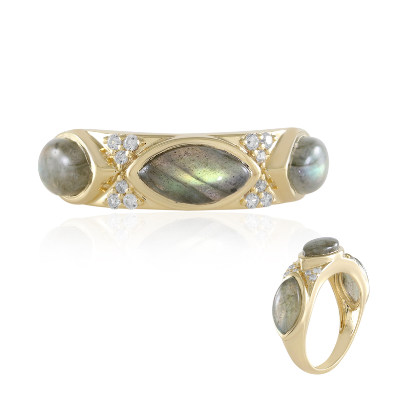 Grüner Maniry-Labradorit-Silberring (KM by Juwelo)