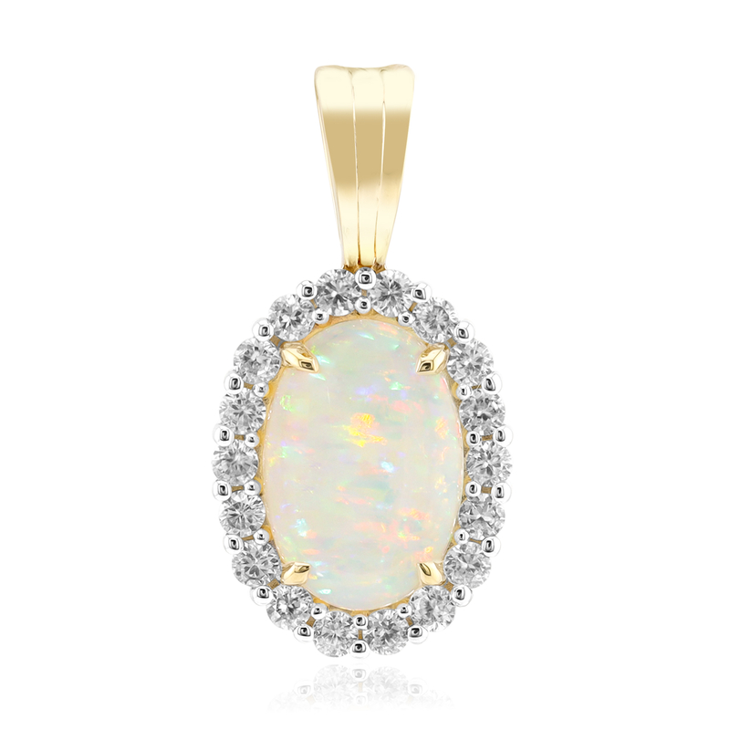 Brasilianischer Weißer Opal-Goldanhänger Brasilianischer Weißer Opal-Goldanhänger