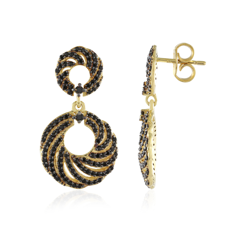 Schwarzer Spinell-Silberohrringe Schwarzer Spinell-Silberohrringe