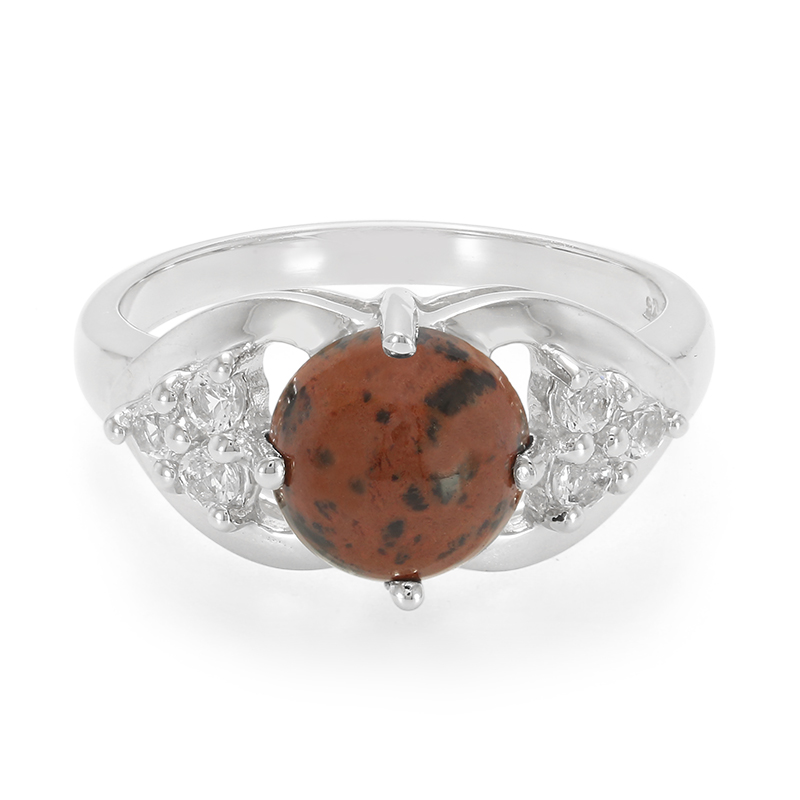 Mahagoni-Obsidian-Silberring