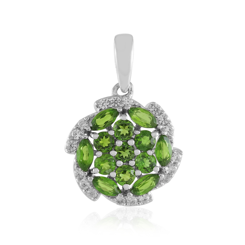 Russischer Diopsid-Silberanhänger