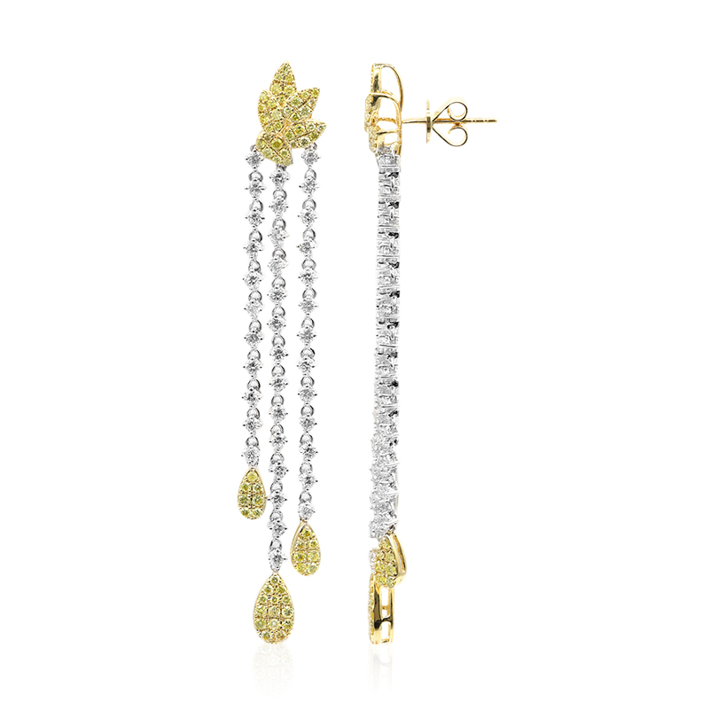 Gelber SI2 Brillant-Goldohrringe (CIRARI)