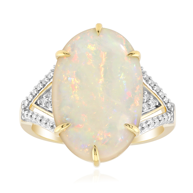 Brasilianischer Weißer Opal-Goldring Brasilianischer Weißer Opal-Goldring
