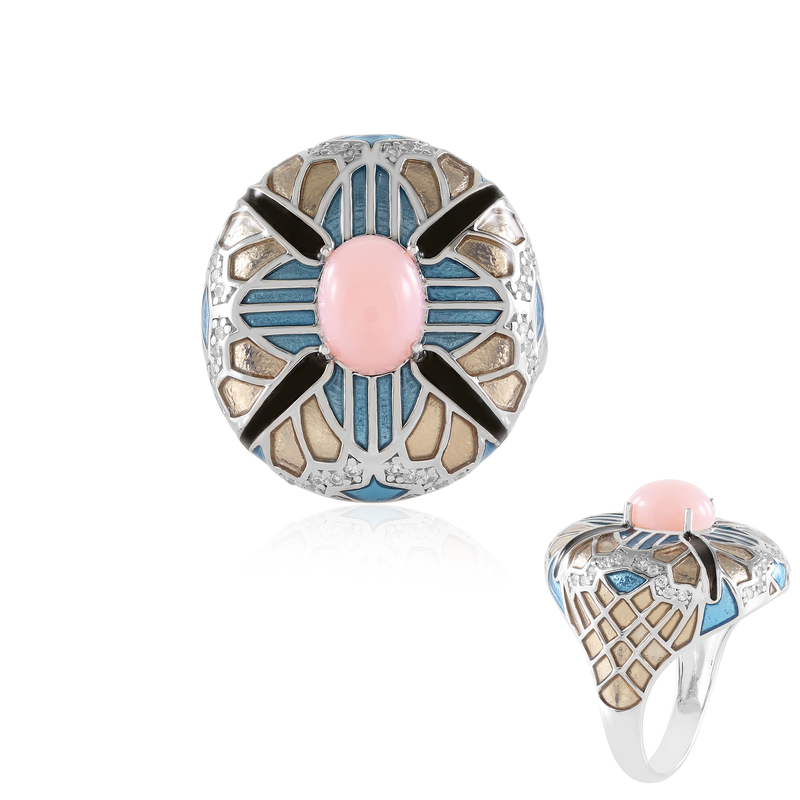 Pinkfarbener Opal-Silberring (Adela Silber)