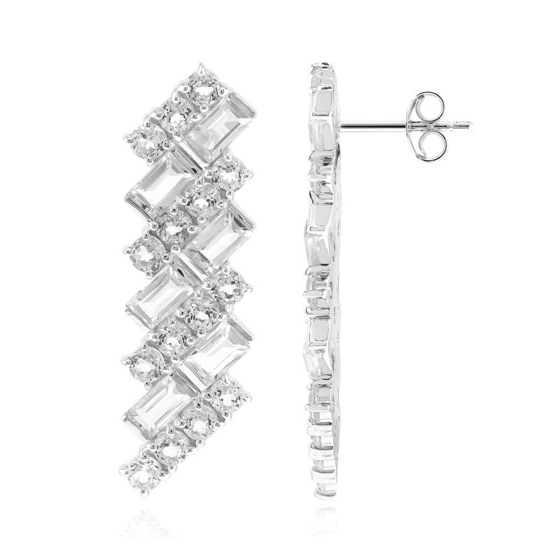 Weißer Topas-Silberohrringe