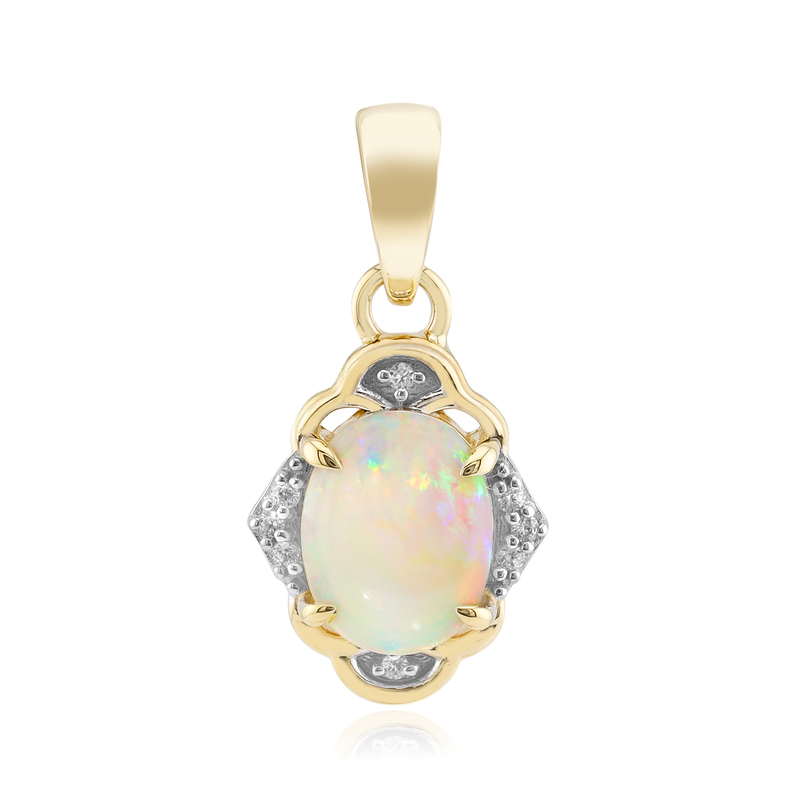 Brasilianischer Weißer Opal-Goldanhänger