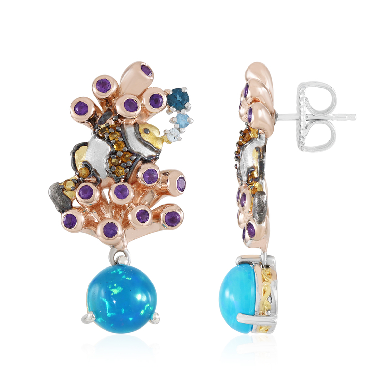 Paraiba-Opal-Silberohrringe (Gems en Vogue)
