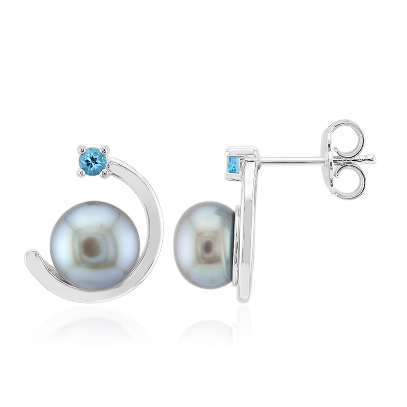 Silberfarbene Süßwasserzuchtperlen-Silberohrringe (TPC) Silberfarbene Süßwasserzuchtperlen-Silberohrringe (TPC)