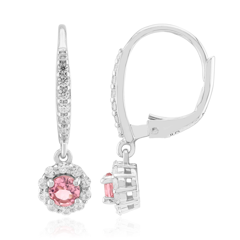 Nigerianischer Pinkfarbener Turmalin-Silberohrringe Nigerianischer Pinkfarbener Turmalin-Silberohrringe