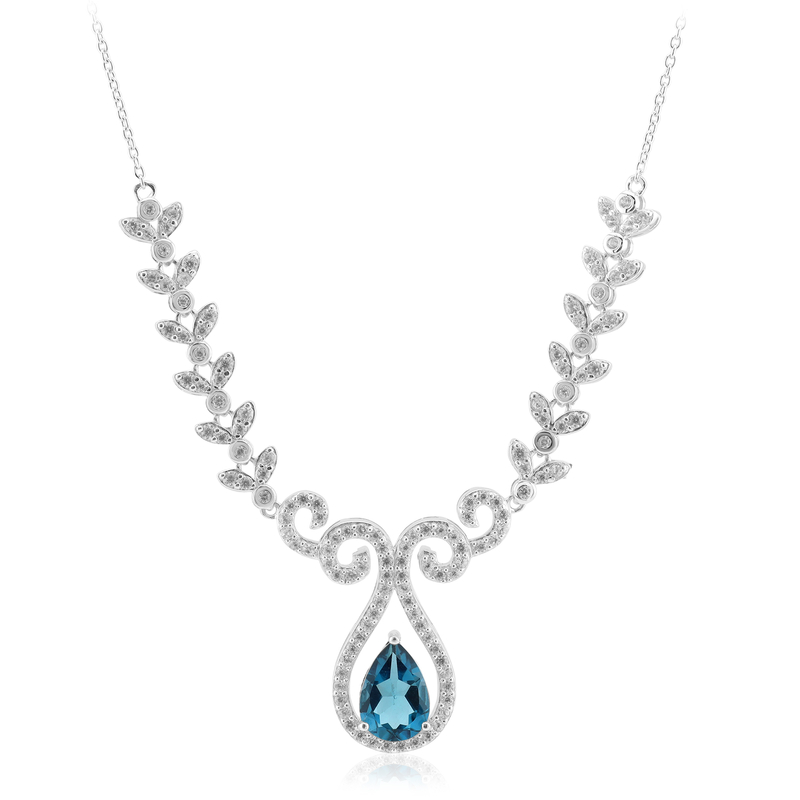 Londonblauer Topas-Silbercollier