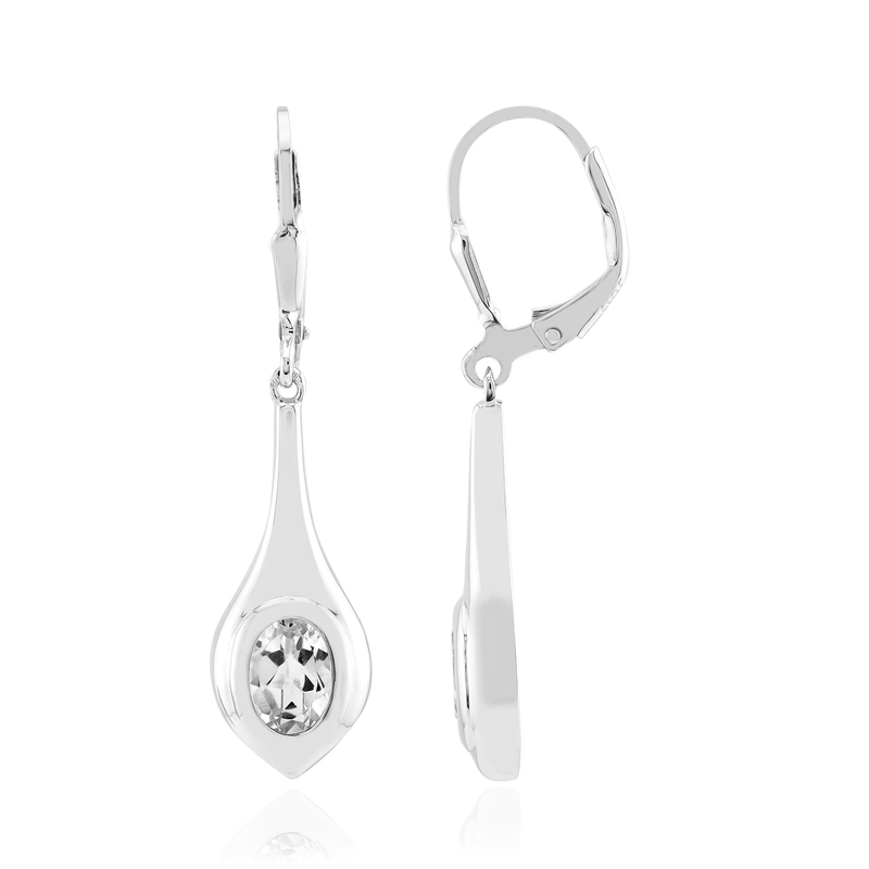 Weißer Topas-Silberohrringe