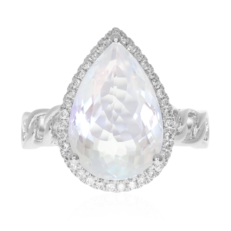 Regenbogen-Mondstein-Goldring (CIRARI)