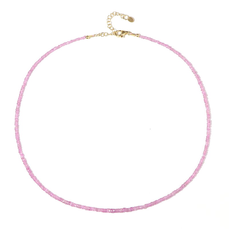 Pinkfarbener Saphir-Silberhalskette