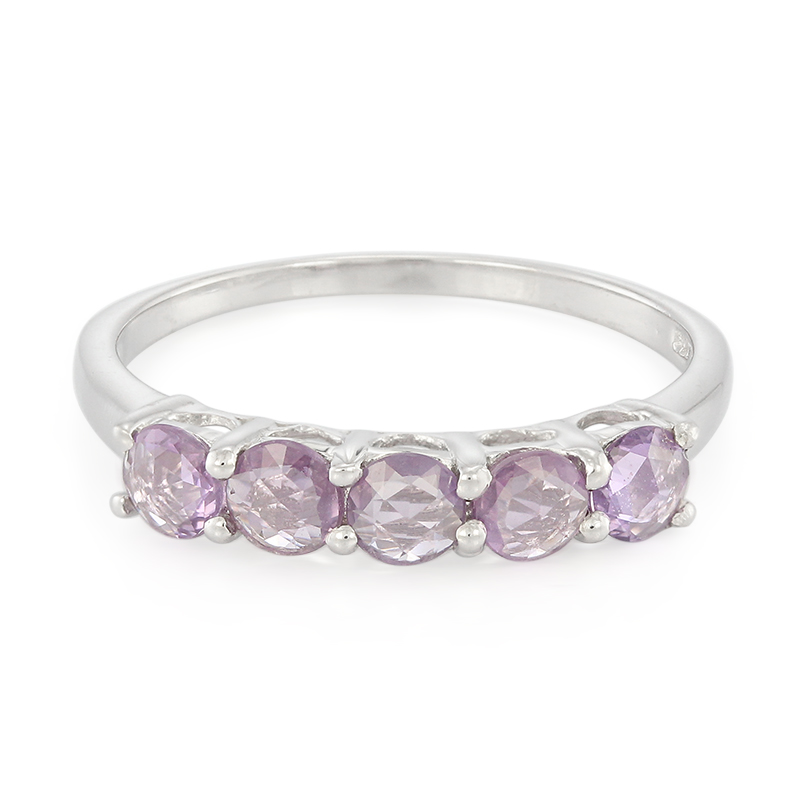 Nicht erhitzter Purpurfarbener Ceylon-Saphir-Silberring