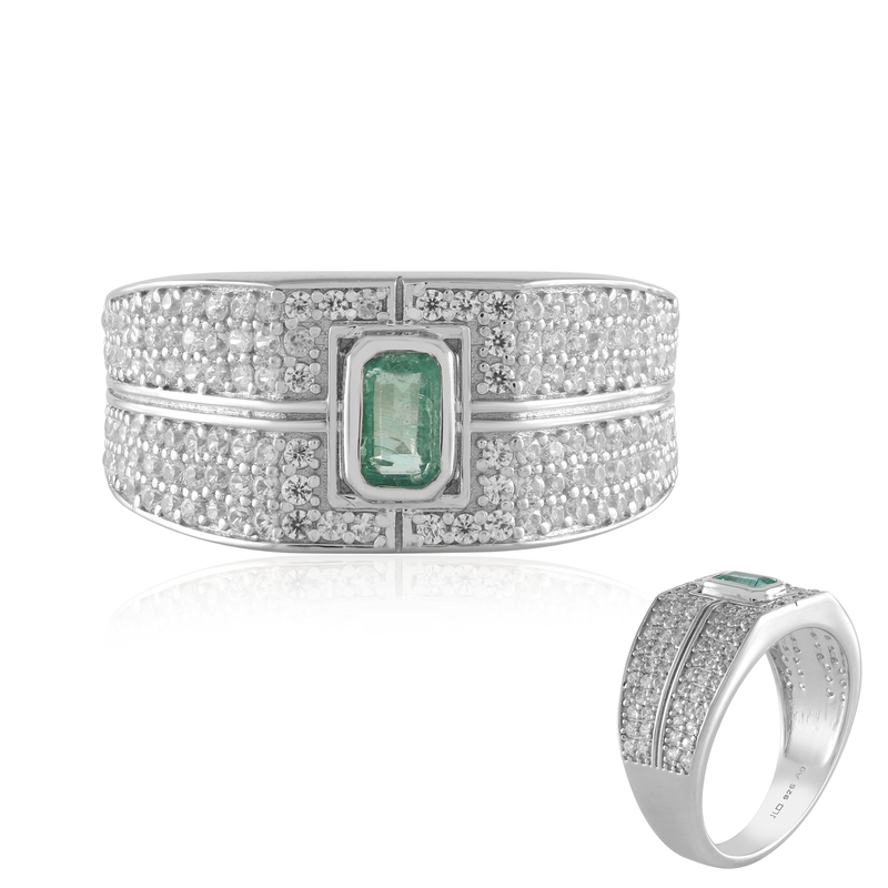 Kolumbianischer Smaragd-Silberring Kolumbianischer Smaragd-Silberring