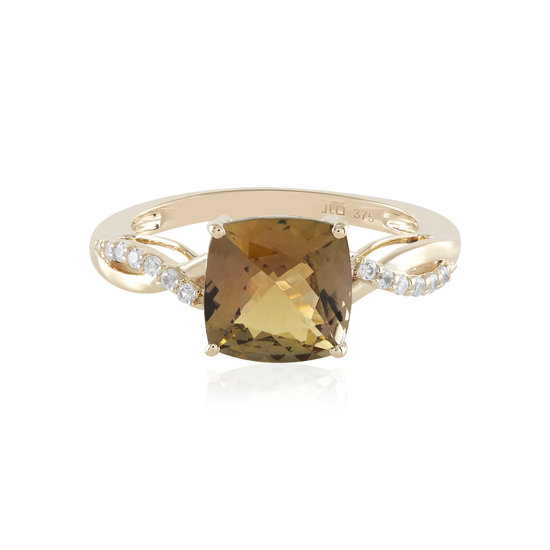 Nicht erhitzter Gelber Tansanit-Goldring Nicht erhitzter Gelber Tansanit-Goldring