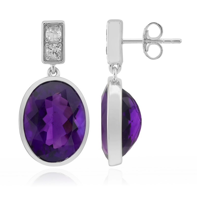 Sambia-Amethyst-Silberohrringe