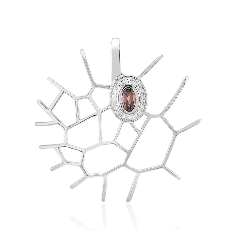 Champagner-Zirkon-Silberanhänger (MONOSONO COLLECTION)