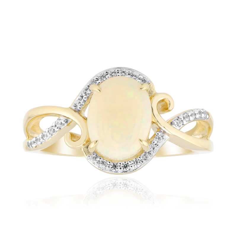 Brasilianischer Weißer Opal-Goldring Brasilianischer Weißer Opal-Goldring