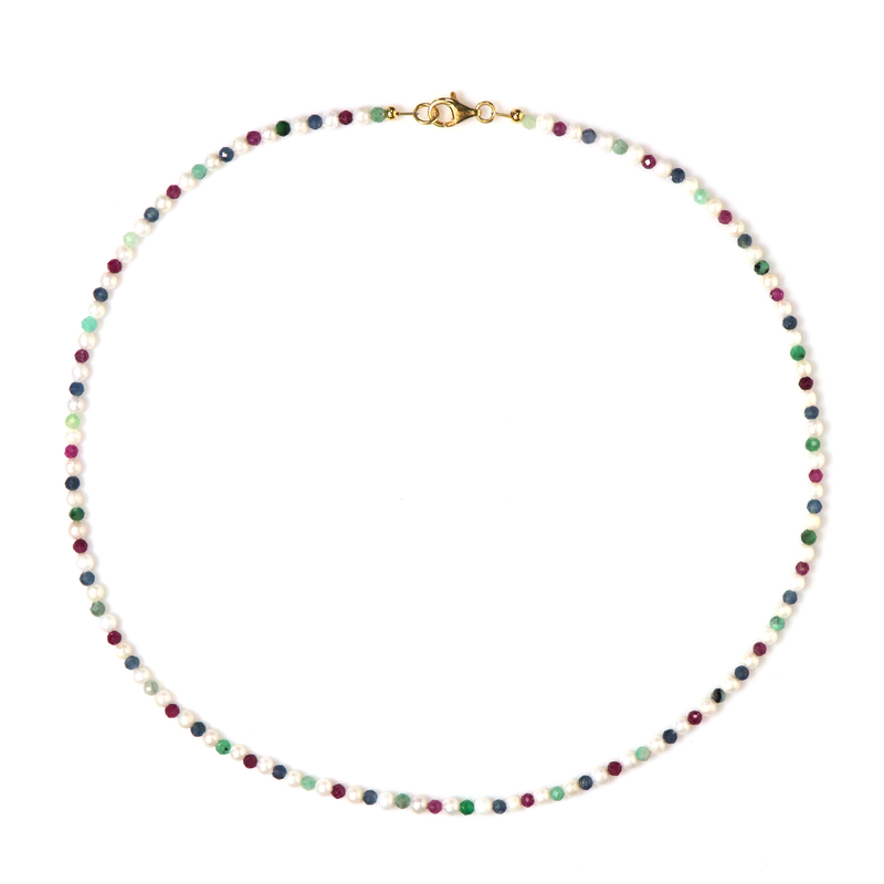 Edelstein-Silberhalskette (Riya)