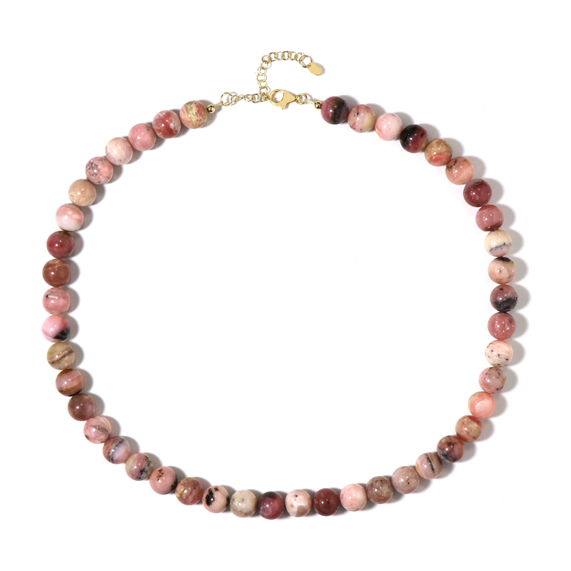 Pinkfarbener Opal-Silberhalskette