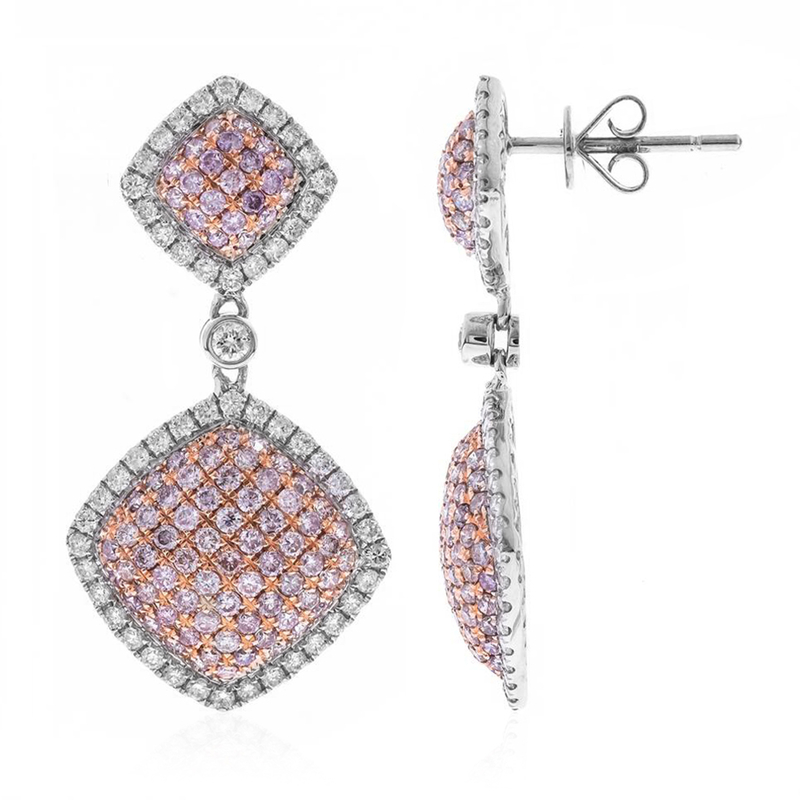 Pinkfarbener I1 Brillant-Goldohrringe (CIRARI)