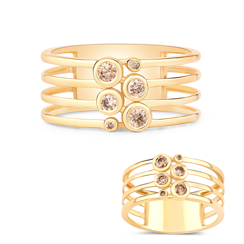 I2 Schokoladen-Brillant-Goldring (SUHANA)