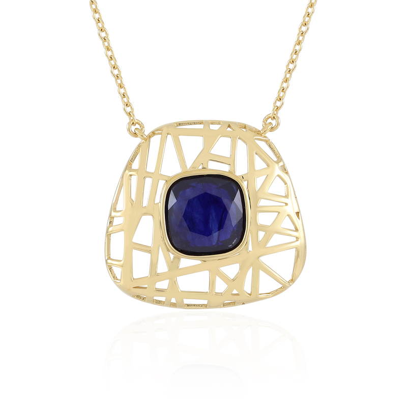 Blauer Madagaskar-Saphir-Silbercollier (Ornaments by de Melo)