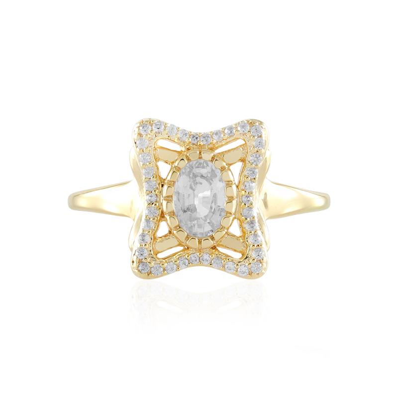 Weißer Saphir-Silberring Weißer Saphir-Silberring