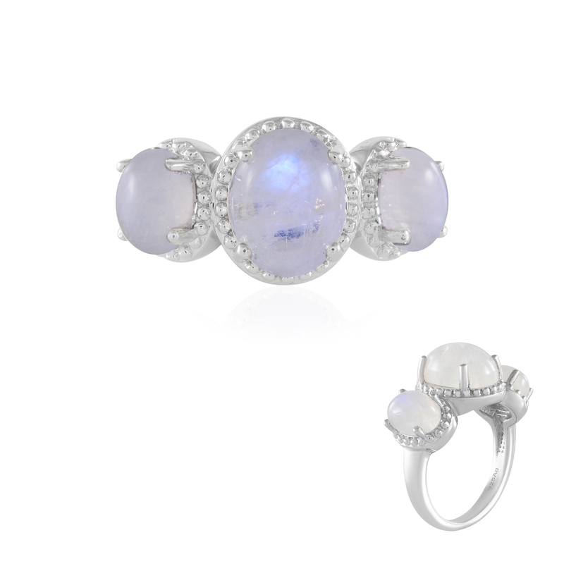 Regenbogen-Mondstein-Silberring